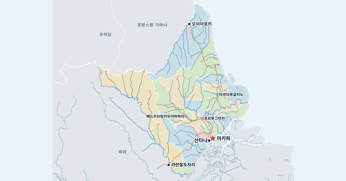 아마파주 지도(주요 도시 포함)