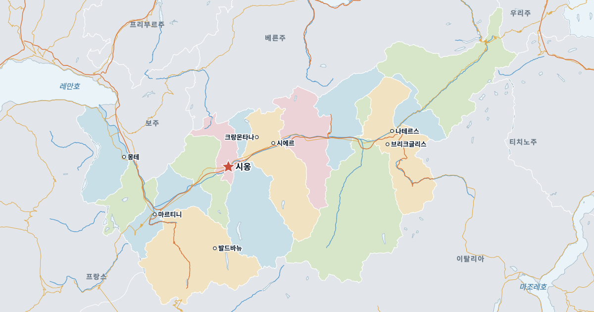 발레주 지도(주요 도시 포함)