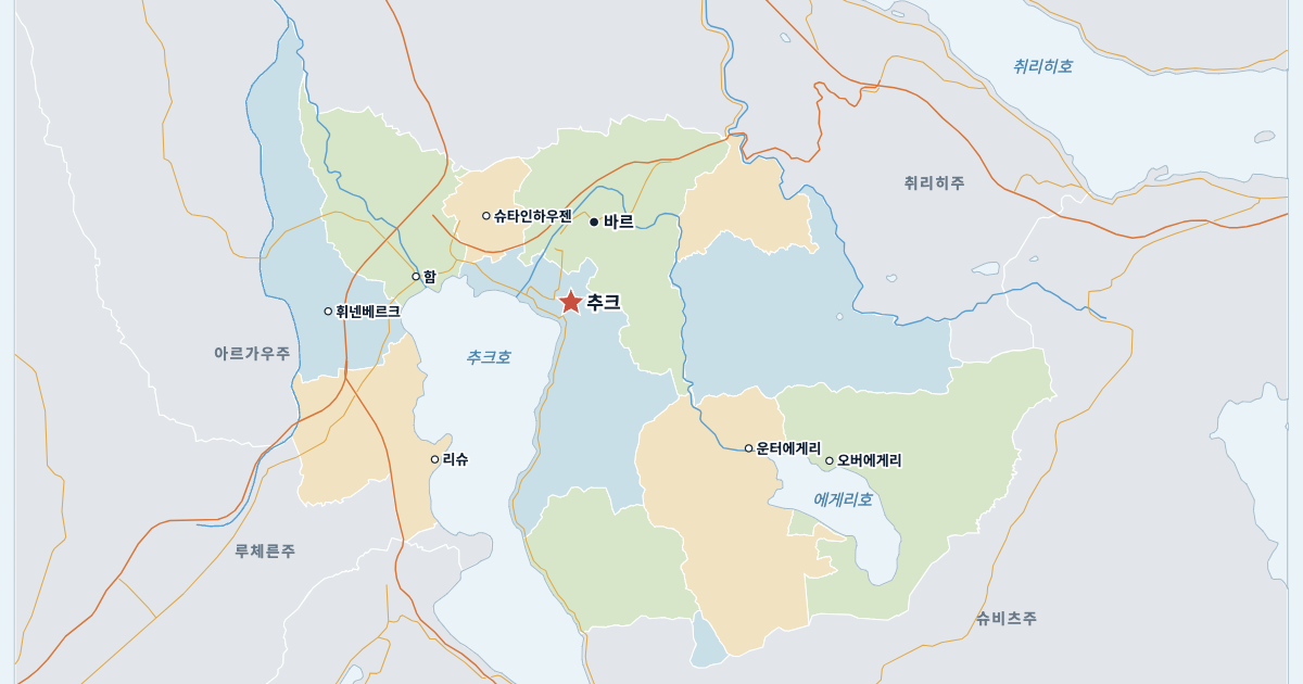 추크주 지도(주요 도시 포함)