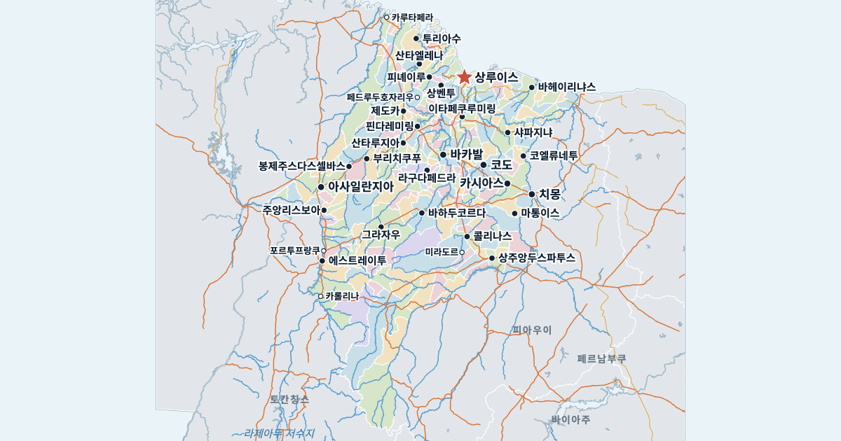 마라냥주 지도(주요 도시 포함)