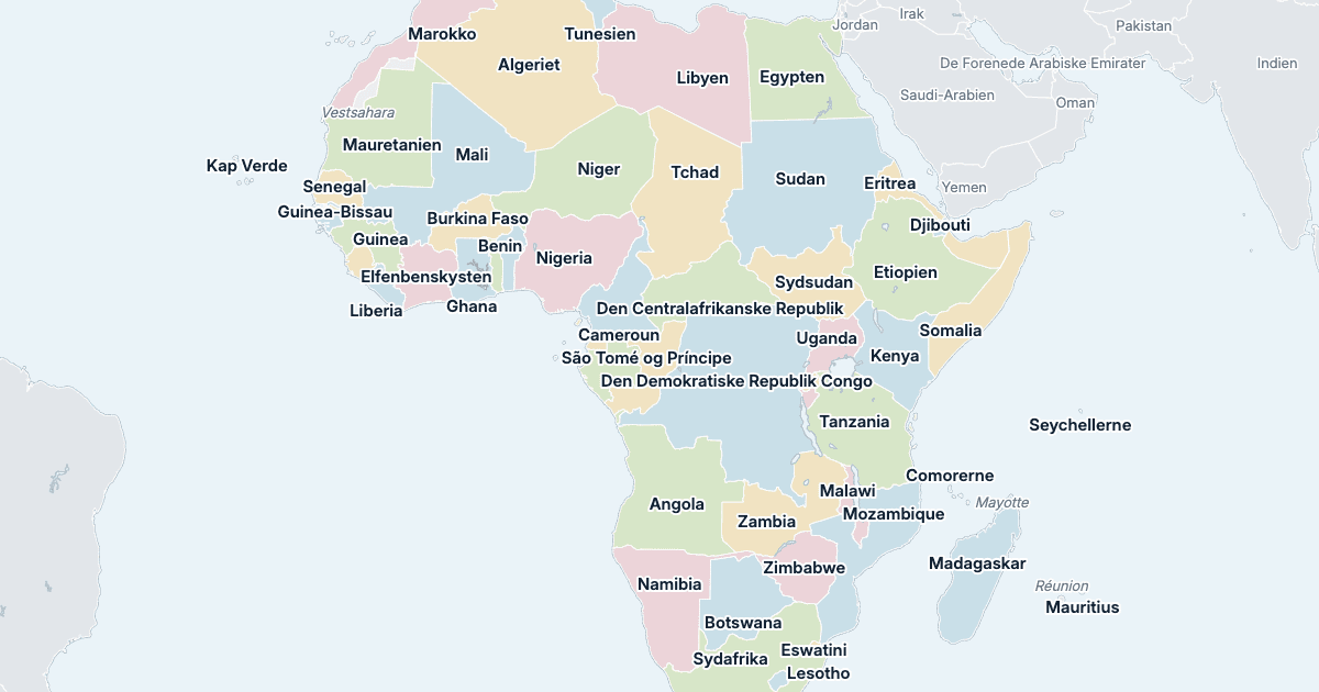 Kort over Afrika: alle lande med navn