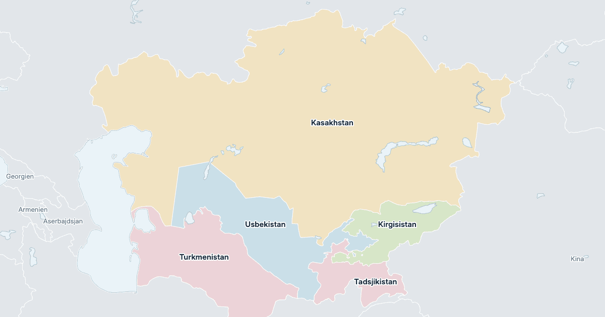 Kort over Centralasien: alle lande med navn