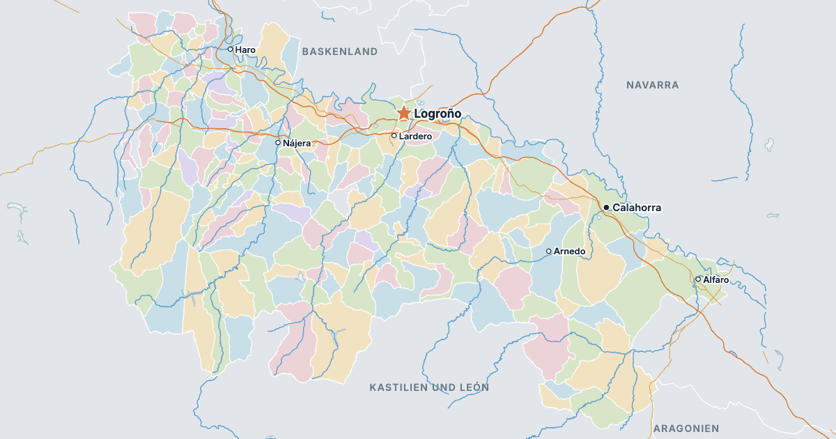 Karte von La Rioja mit den größten Städten