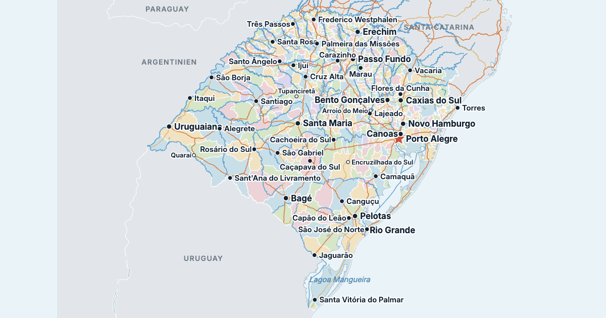 Karte von Rio Grande do Sul mit den größten Städten