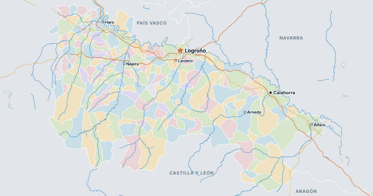 Mapa de La Rioja con sus ciudades más grandes