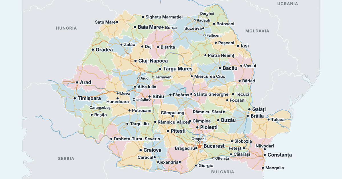 Mapa de Rumania con sus ciudades más grandes