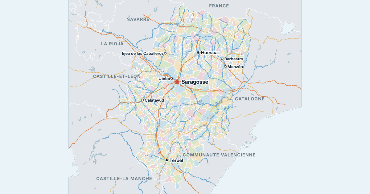 Carte de l’Aragon avec ses plus grandes villes