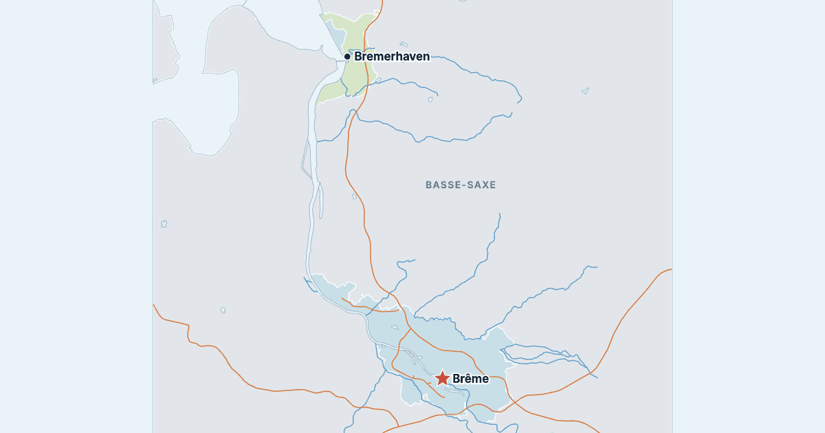 Carte de Brême avec ses plus grandes villes