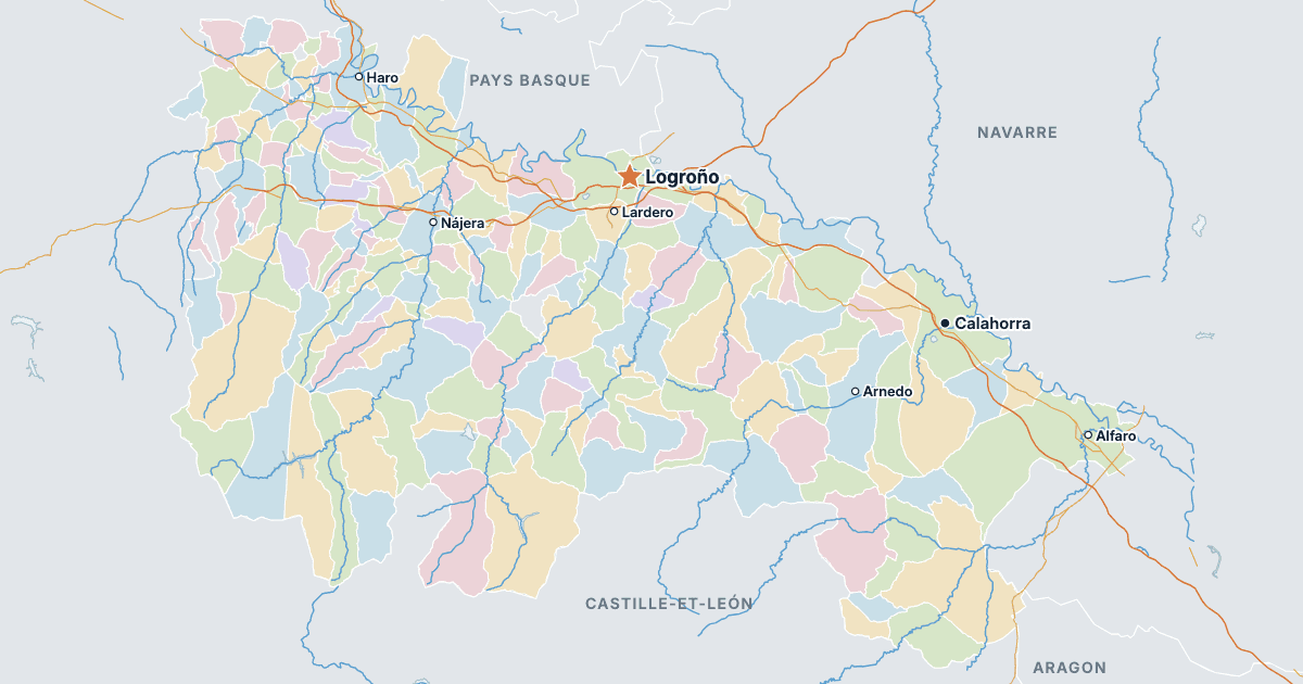 Carte de La Rioja avec ses plus grandes villes