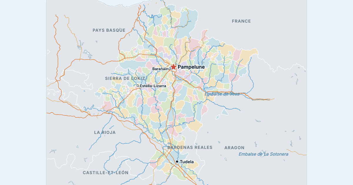 Carte de la Navarre avec ses plus grandes villes