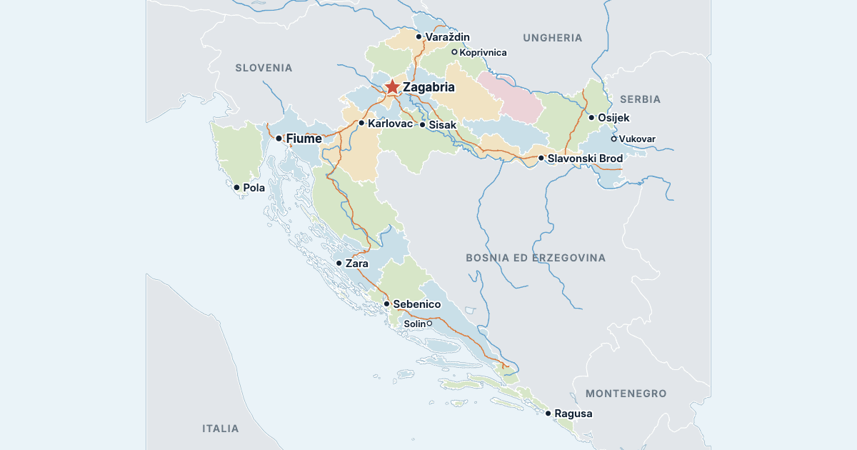 Mappa della Croazia con le città più grandi