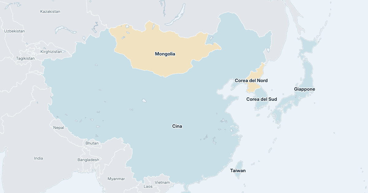Mappa dell’Asia orientale: tutti i paesi con il nome