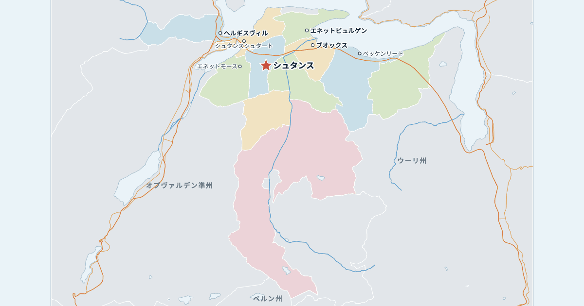 ニトヴァルデン準州の地図(主な都市入り)