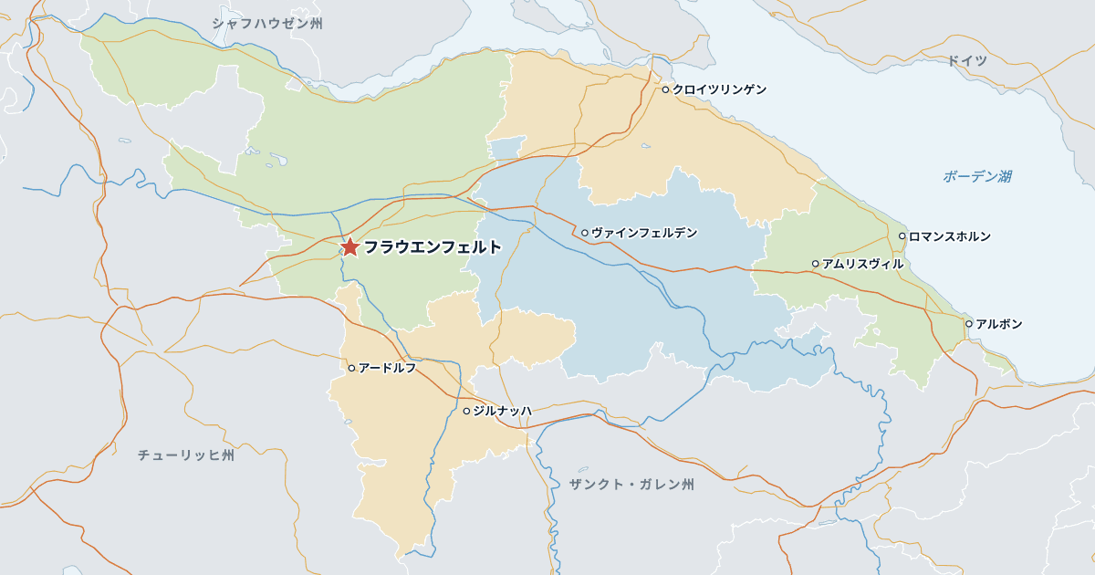 トゥールガウ州の地図(主な都市入り)