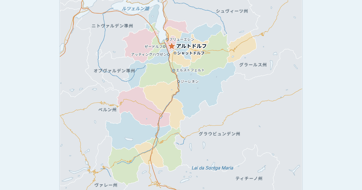 ウーリ州の地図(主な都市入り)