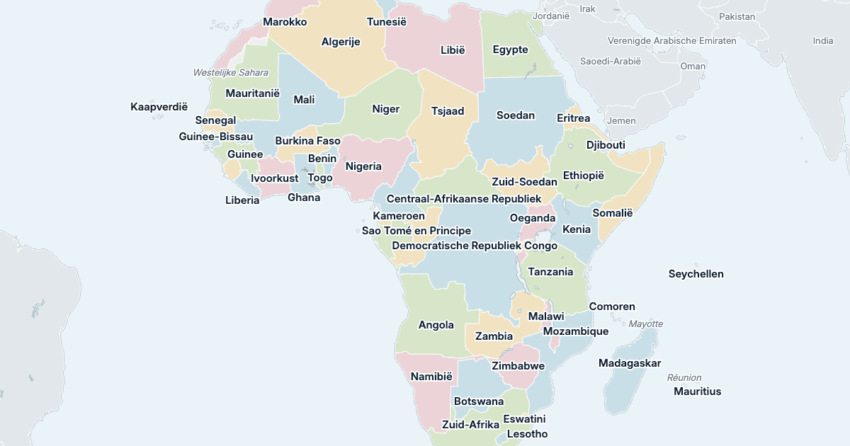 Kaart van Afrika: alle landen met naam