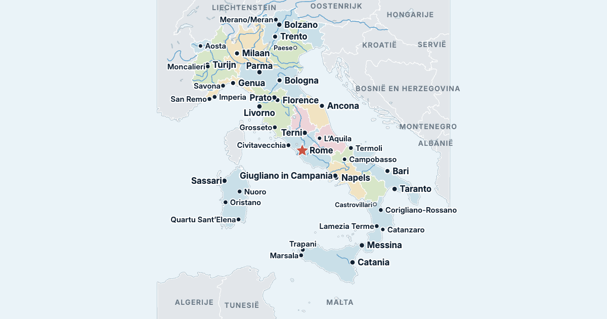 Kaart van Italië met de grootste steden