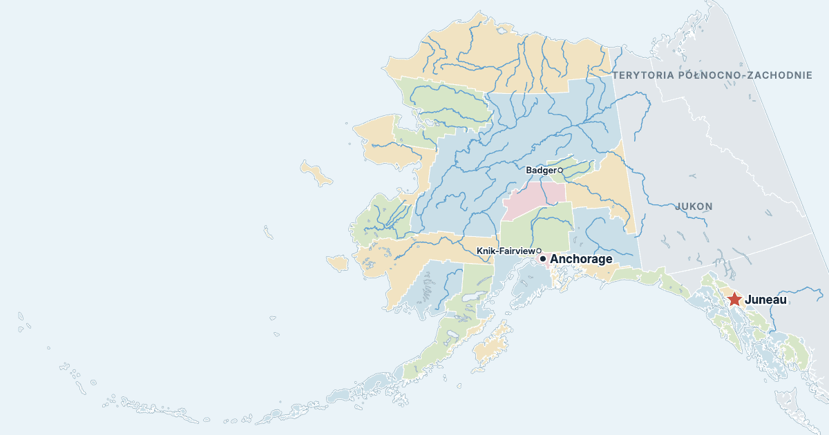 Mapa Alaski z największymi miastami