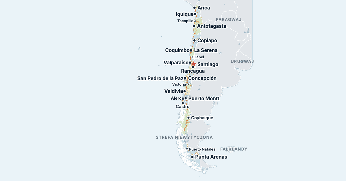 Mapa Chile z największymi miastami