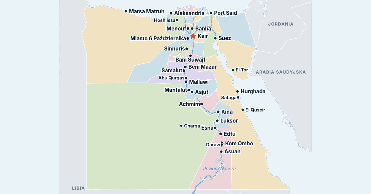 Mapa Egiptu z największymi miastami