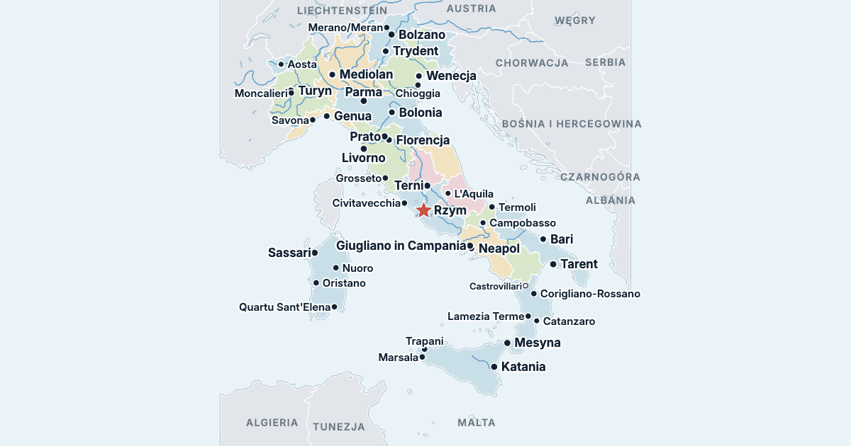Mapa Włoch z największymi miastami