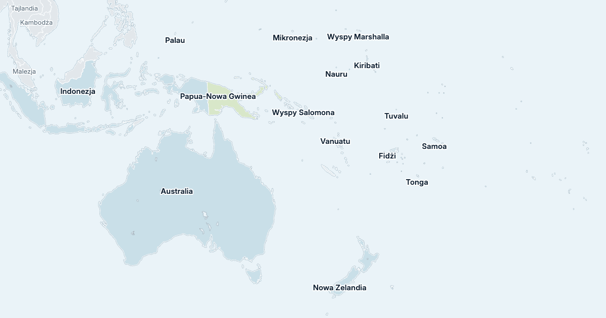 Mapa Oceanii: wszystkie państwa z nazwami