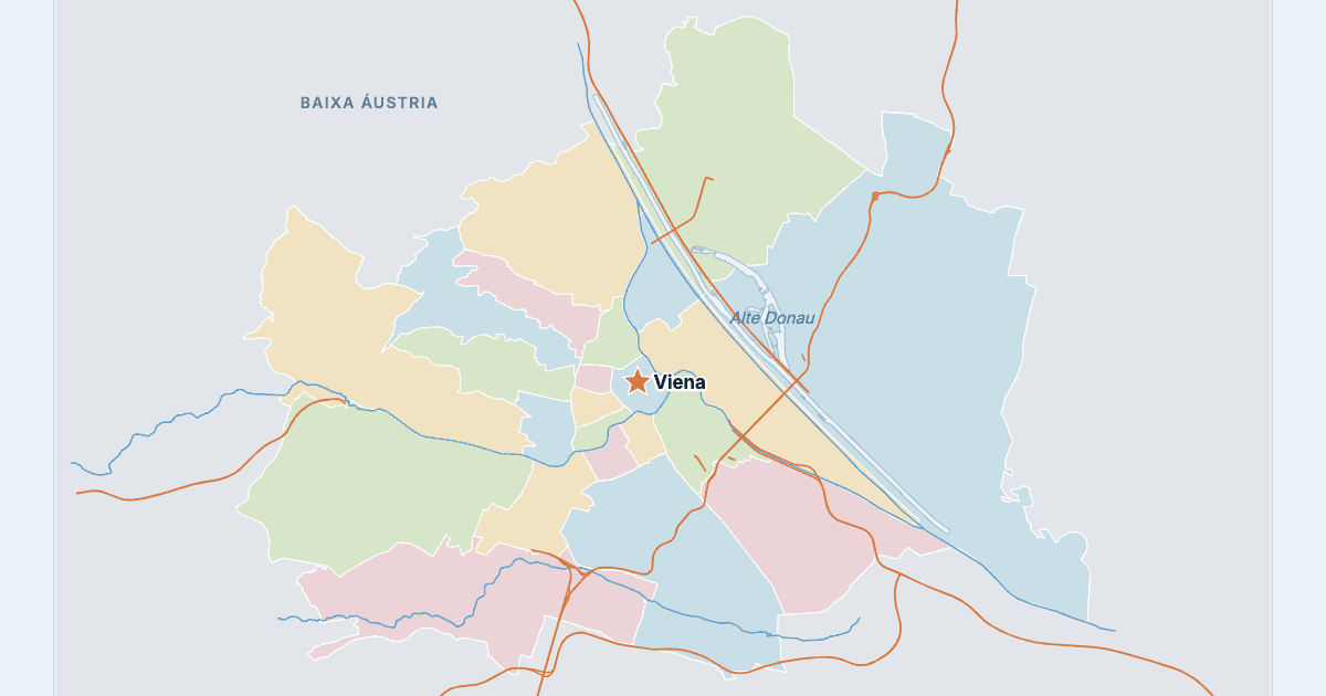 Mapa de Viena com as maiores cidades