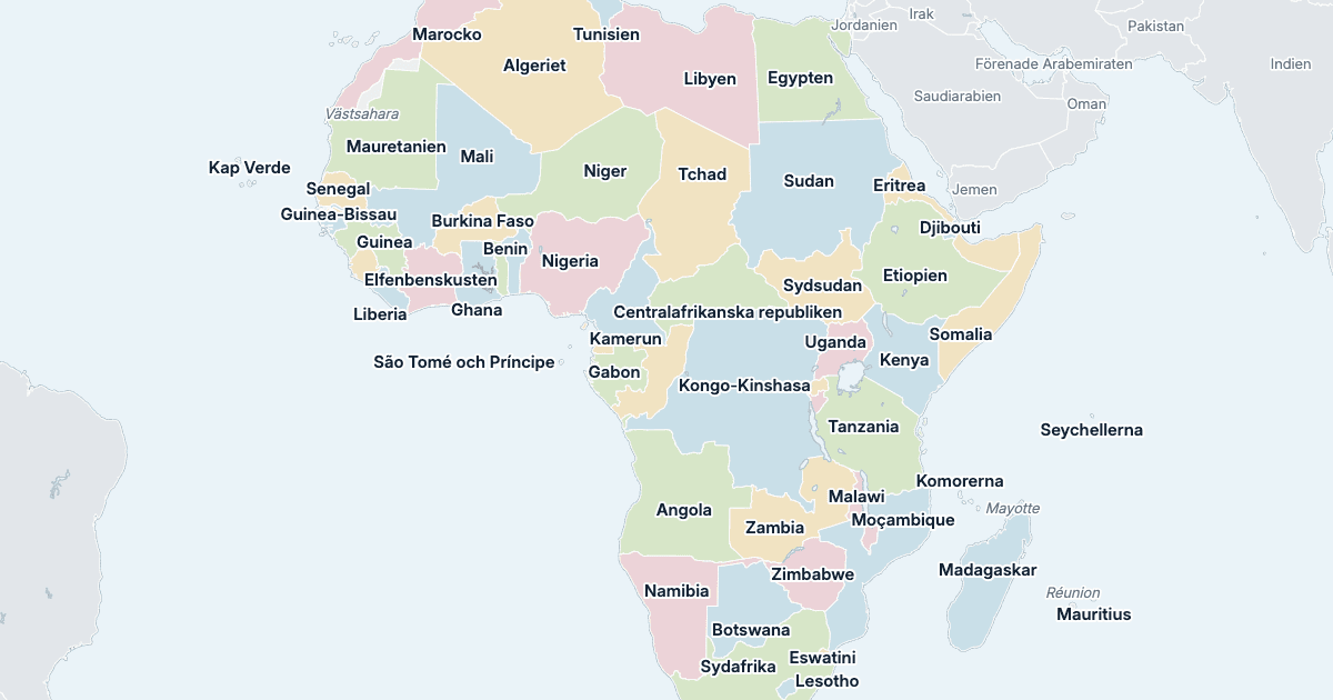 Karta över Afrika: alla länder med namn