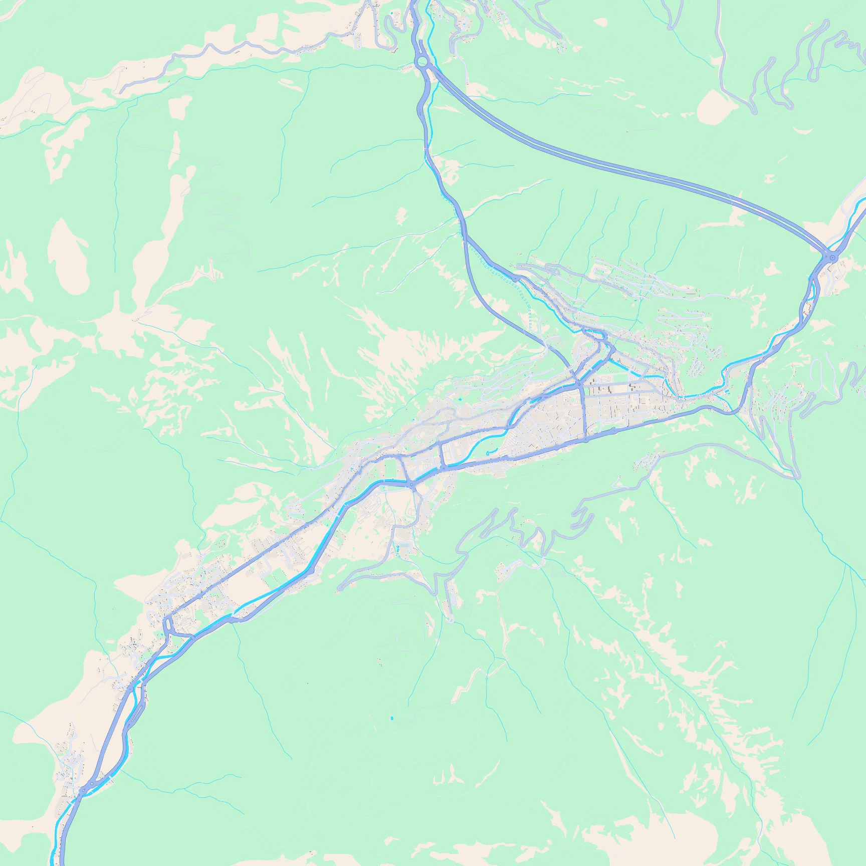 Unlabeled street map of Andorra la Vella, Andorra