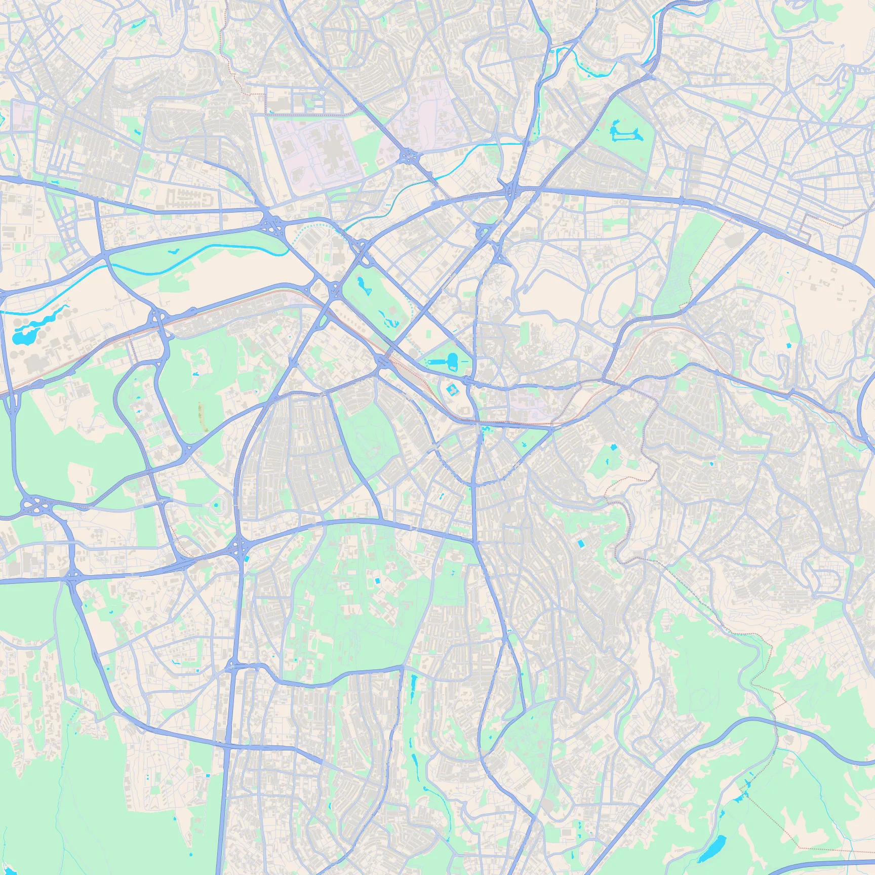 Unlabeled street map of Ankara, Turkey