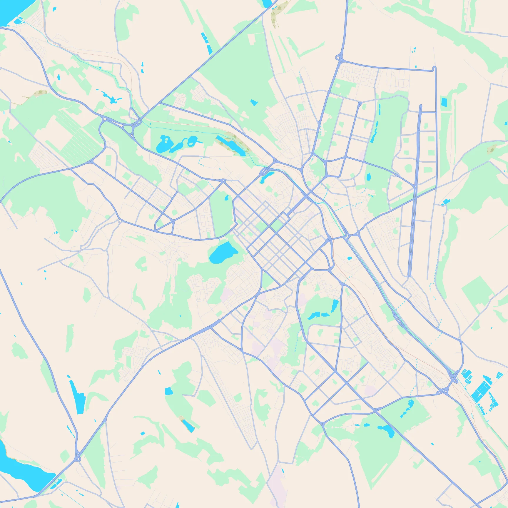 Unlabeled street map of Chișinău, Moldova