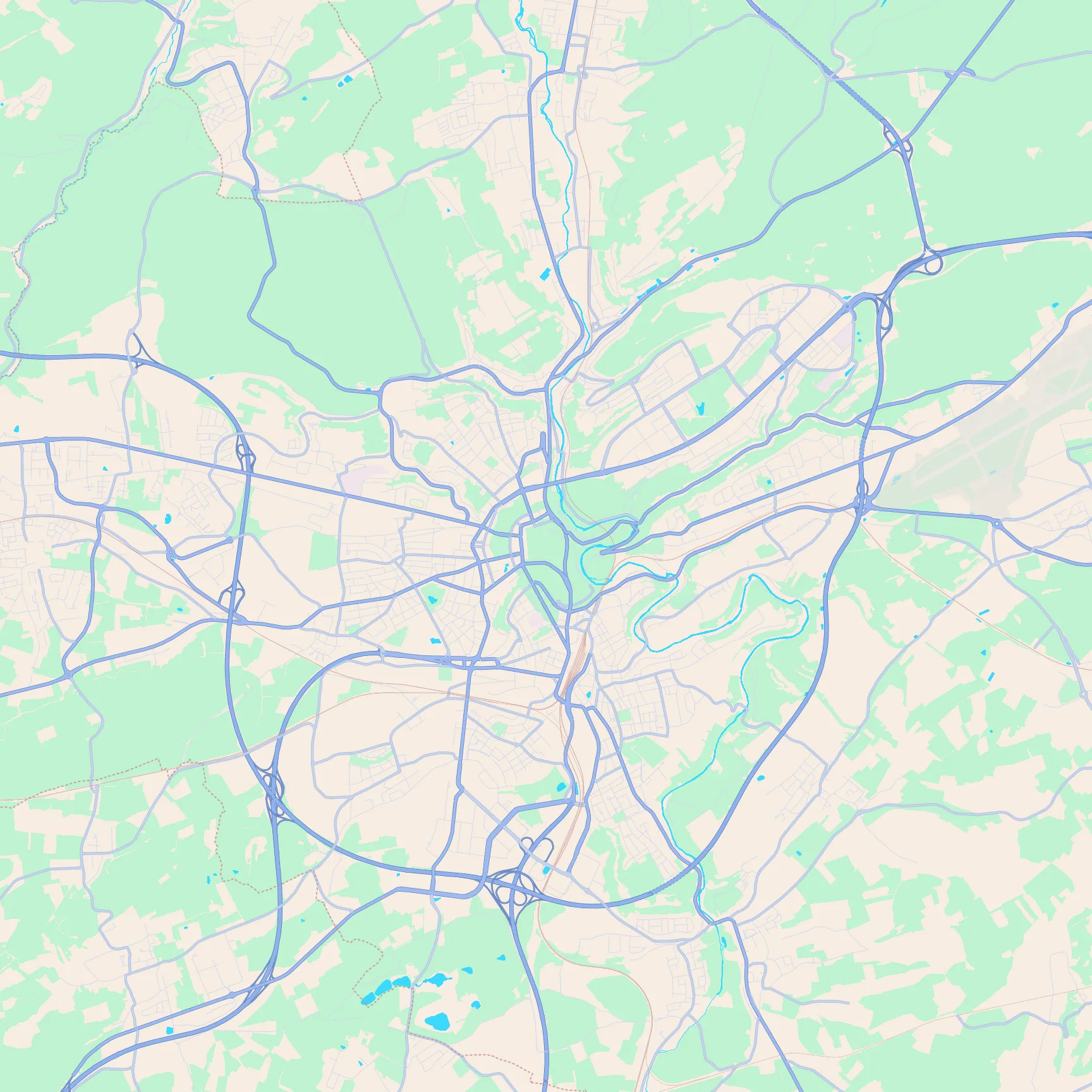 Unlabeled street map of Luxembourg