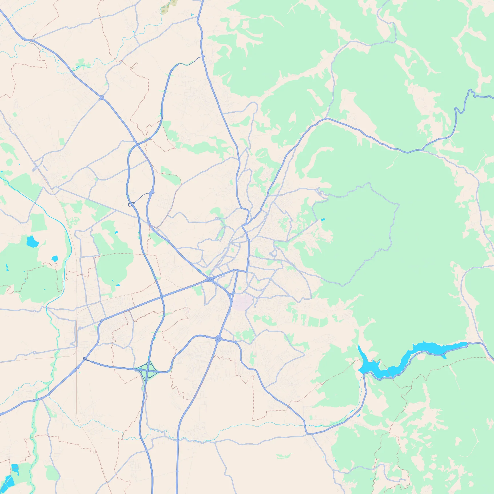 Unlabeled street map of Pristina, Kosovo