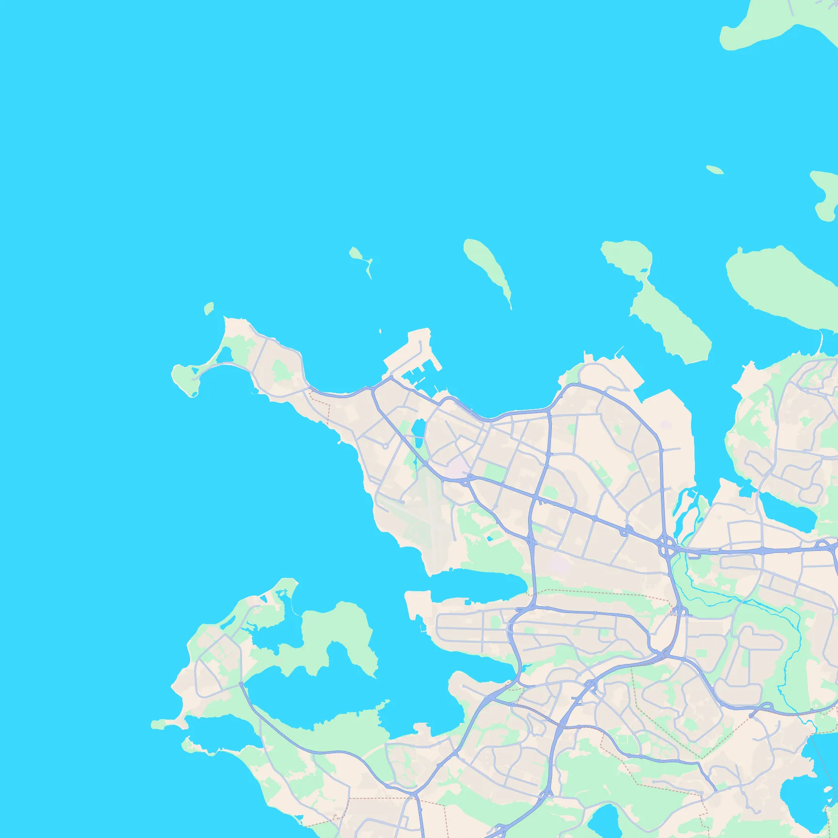 Unlabeled street map of Reykjavik, Iceland