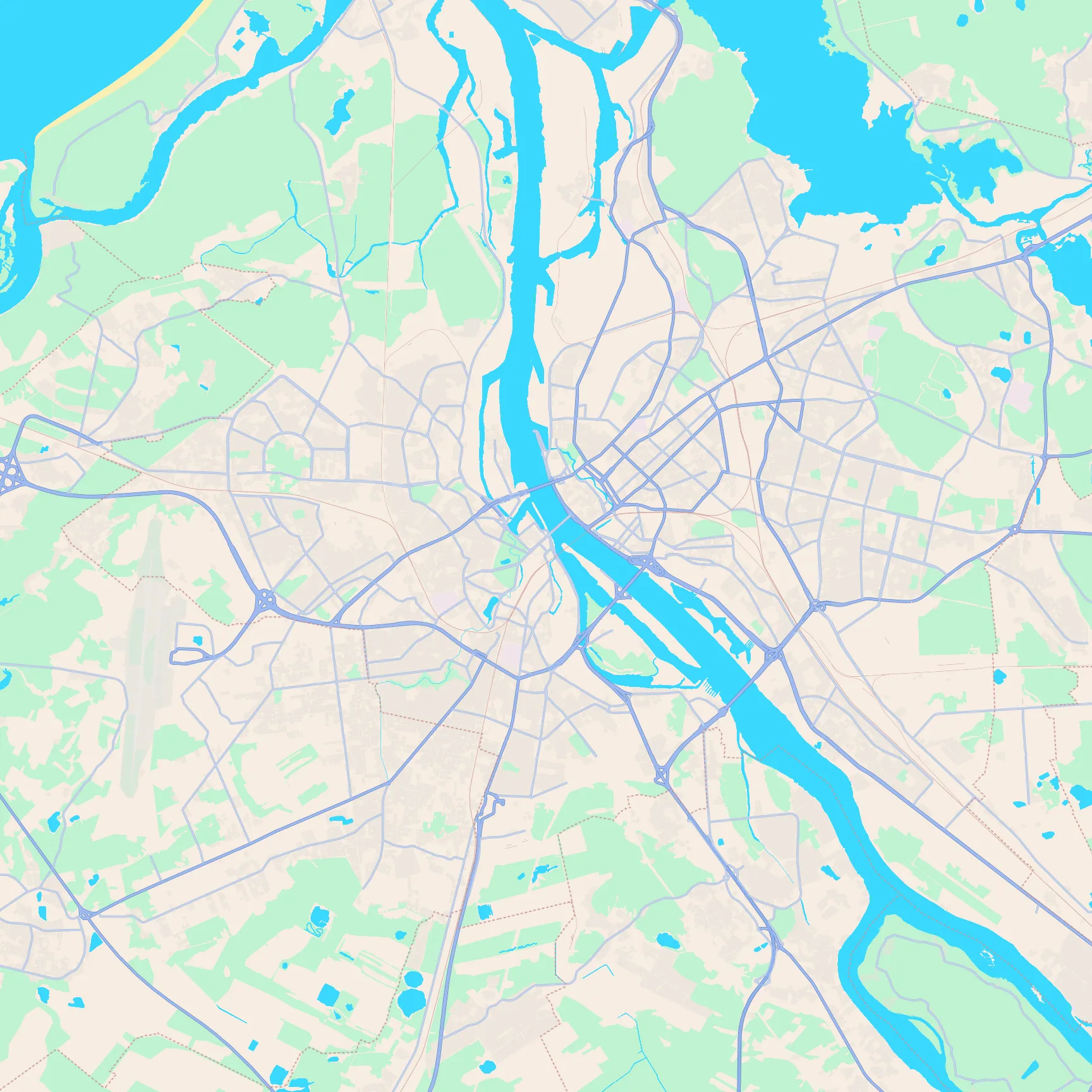 Unlabeled street map of Riga, Latvia