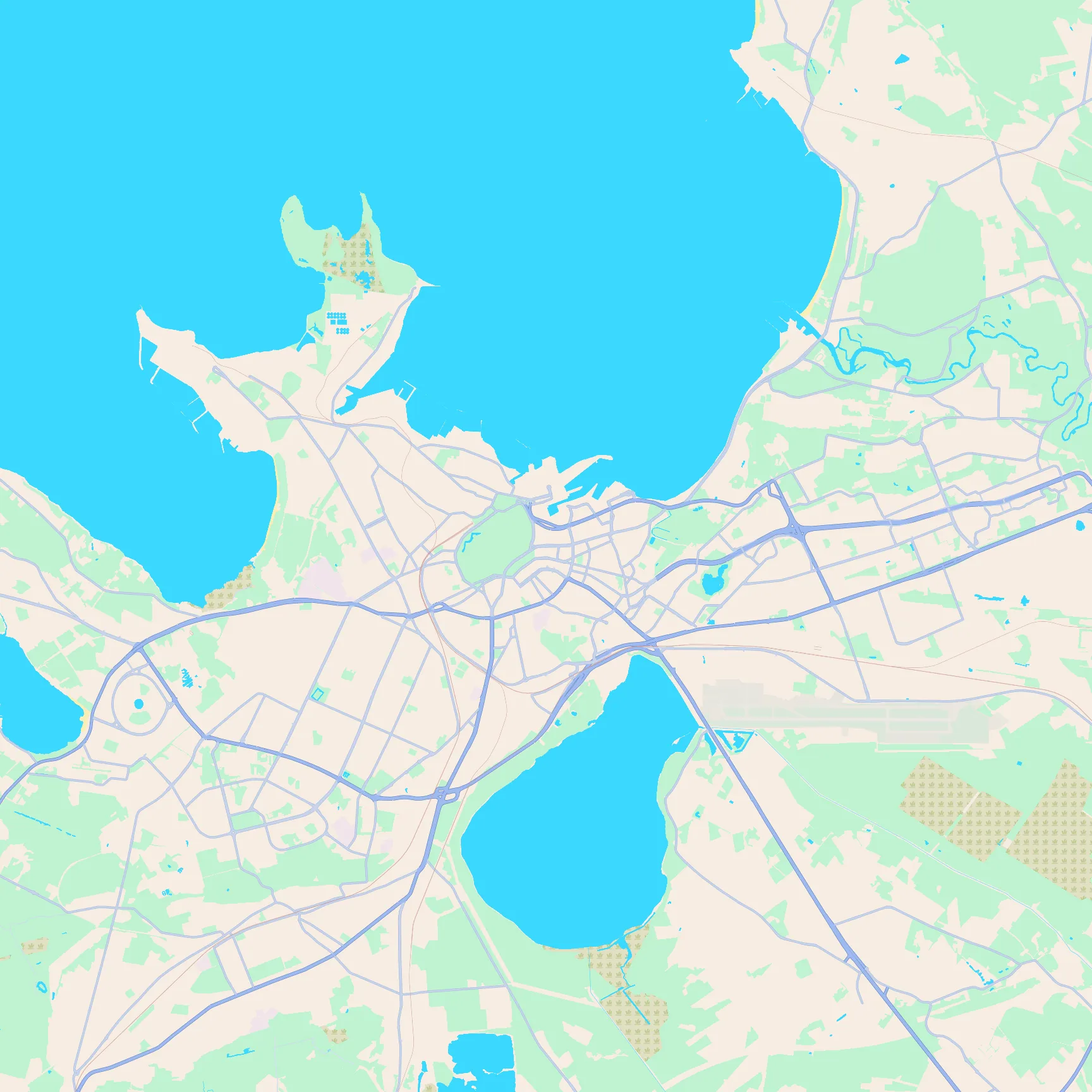 Unlabeled street map of Tallinn, Estonia