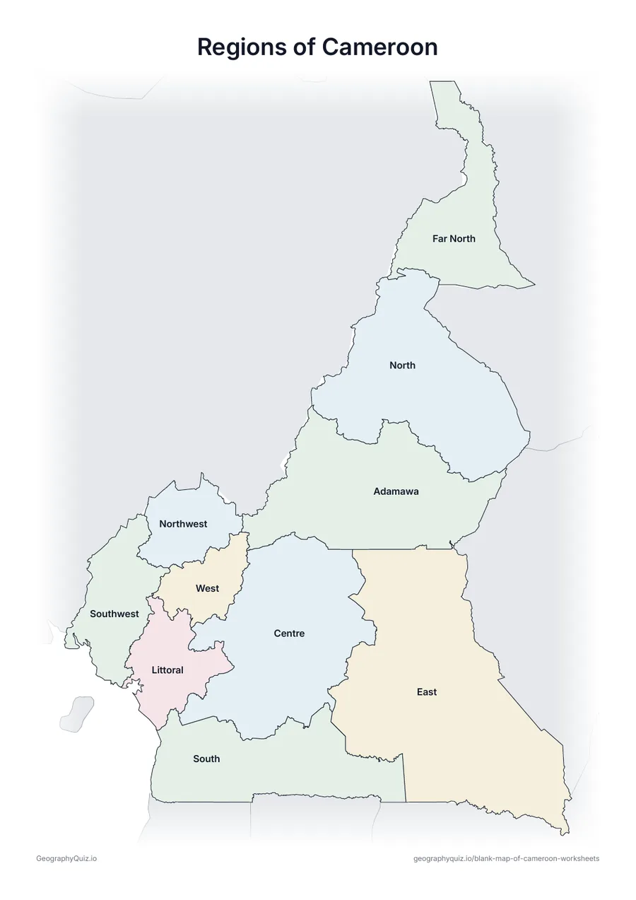 Preview of the printable regions of cameroon worksheet