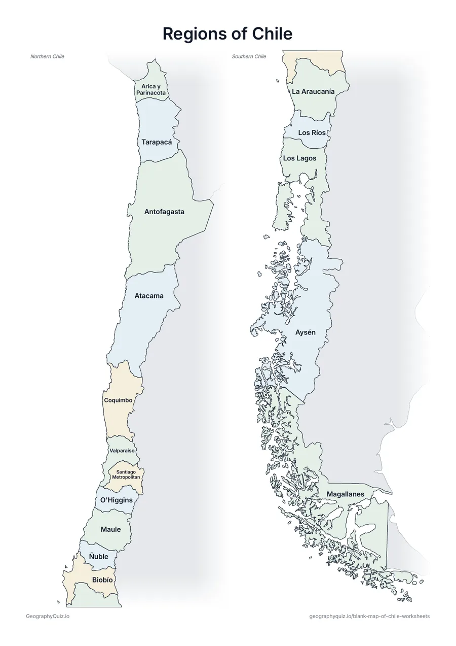 Preview of the printable regions of chile worksheet