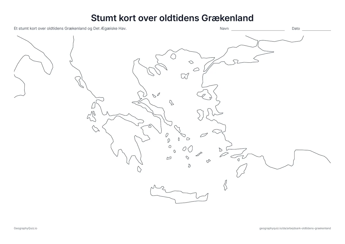 Forhåndsvisning af arbejdsarket: stumt kort – oldtidens Grækenland