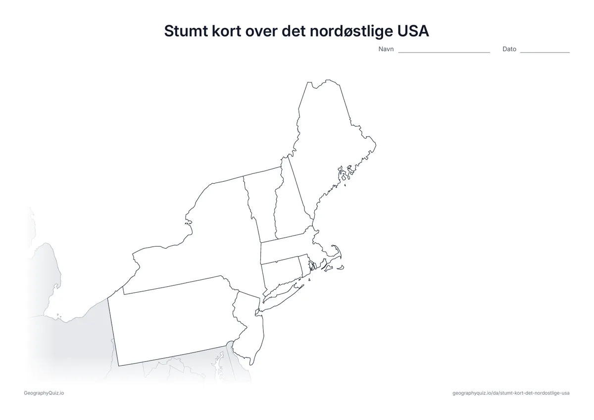 Forhåndsvisning af arbejdsarket: stumt kort – Det nordøstlige USA