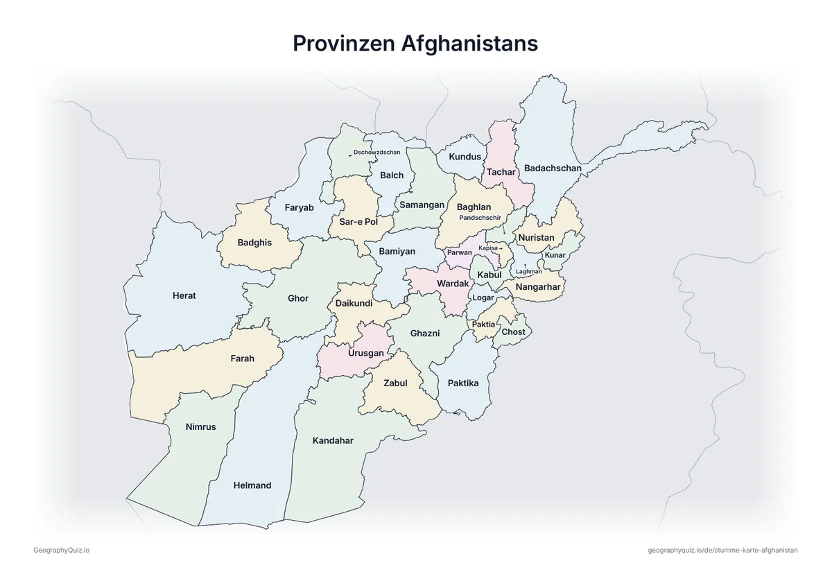 Vorschau des Arbeitsblatts „Provinzen Afghanistans“ zum Ausdrucken