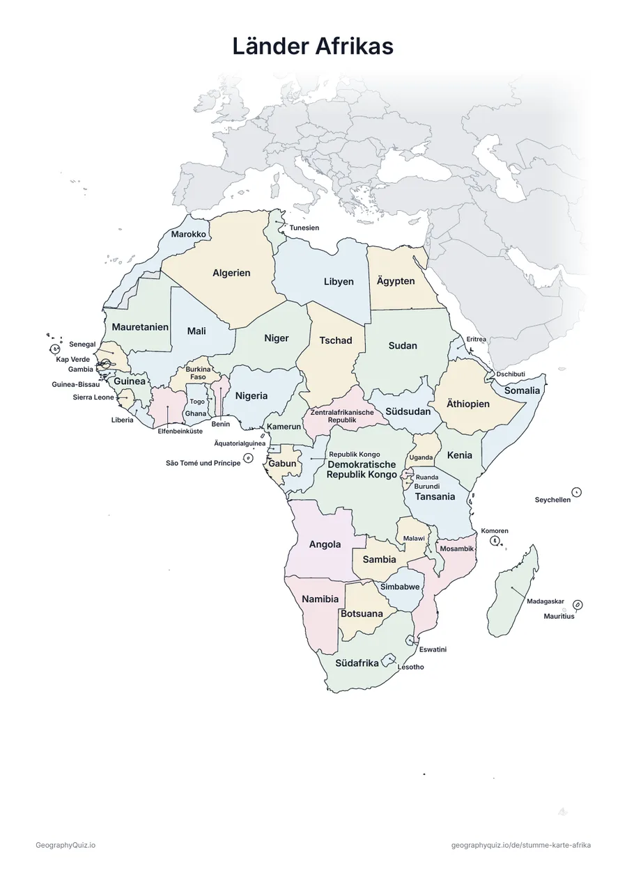 Vorschau des Arbeitsblatts „Länder Afrikas“ zum Ausdrucken