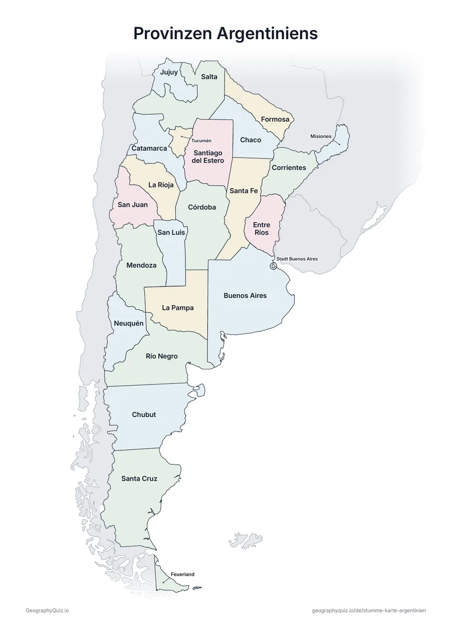 Vorschau des Arbeitsblatts „Provinzen Argentiniens“ zum Ausdrucken