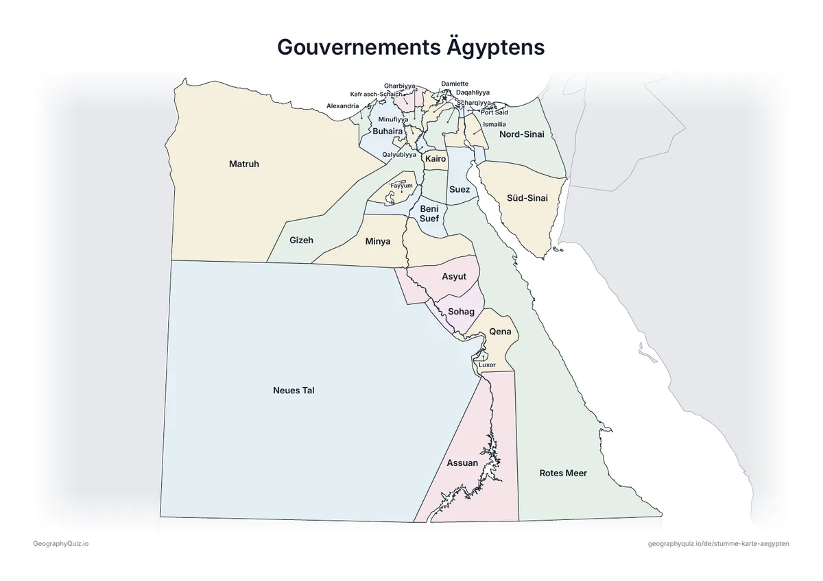 Vorschau des Arbeitsblatts „Gouvernements Ägyptens“ zum Ausdrucken