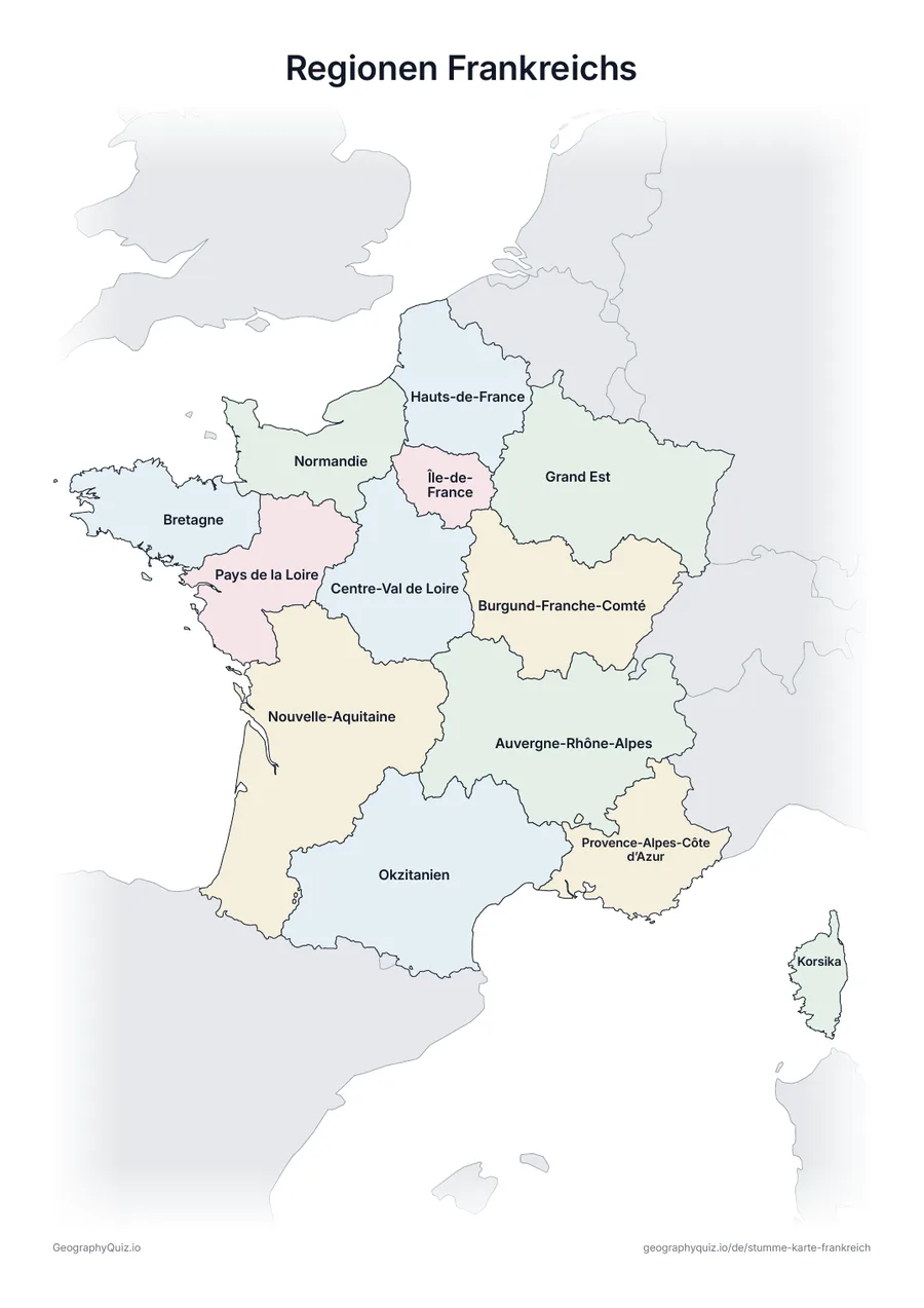 Vorschau des Arbeitsblatts „Regionen Frankreichs“ zum Ausdrucken