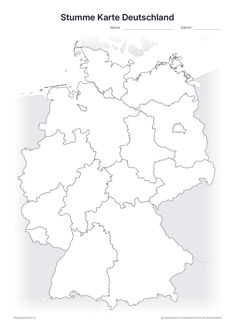 Vorschau des Arbeitsblatts: stumme Karte – Deutschland