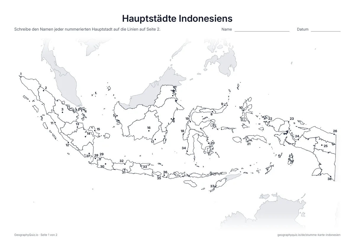 Vorschau des Arbeitsblatts „Hauptstädte Indonesiens“ zum Ausdrucken