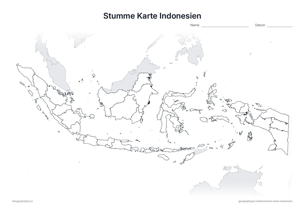 Vorschau des Arbeitsblatts: stumme Karte – Indonesien