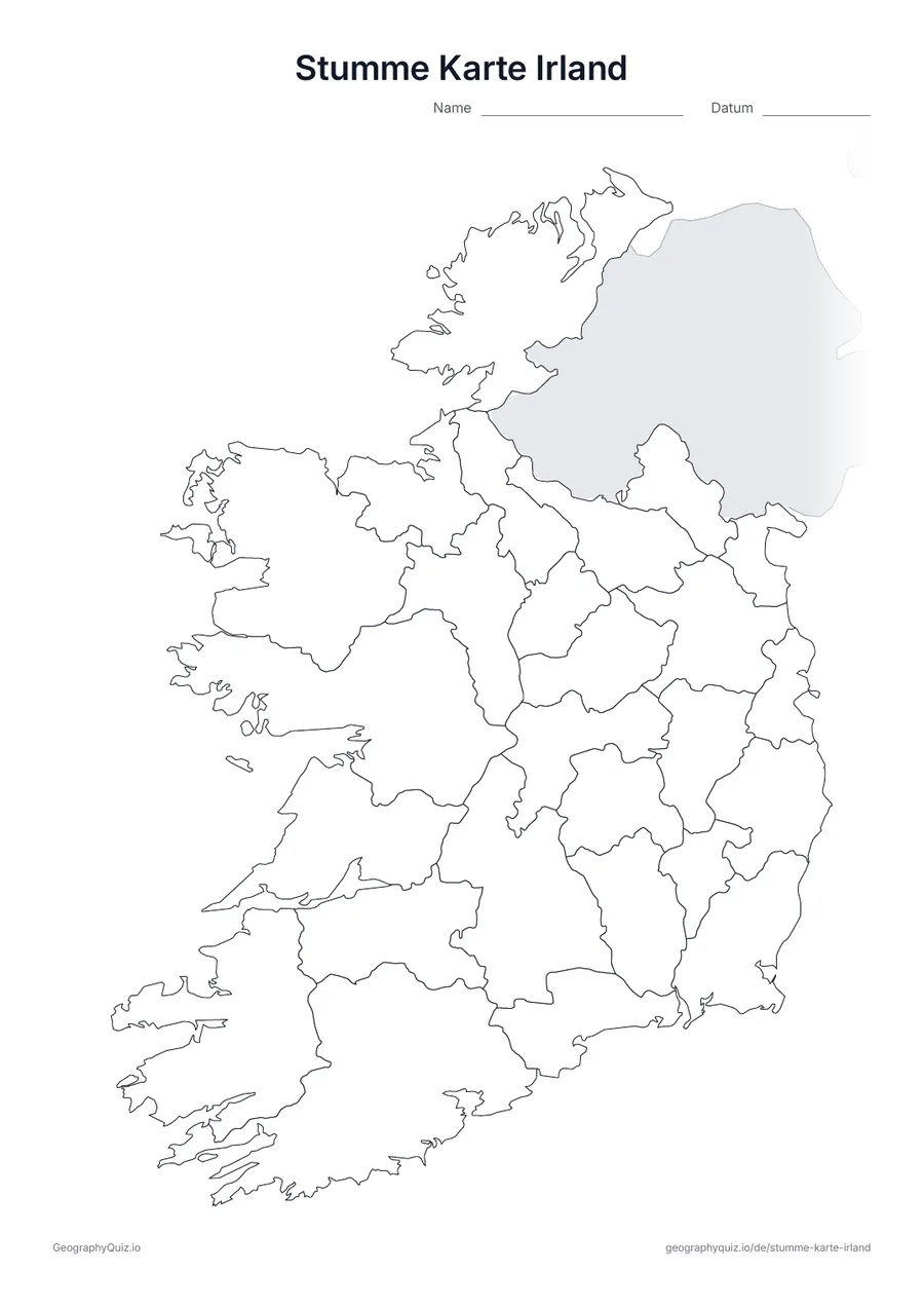 Vorschau des Arbeitsblatts: stumme Karte – Irland
