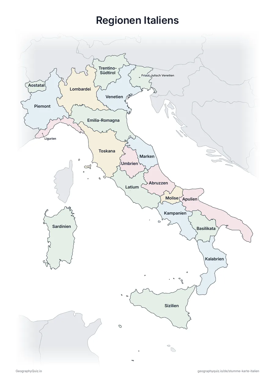 Vorschau des Arbeitsblatts „Regionen Italiens“ zum Ausdrucken